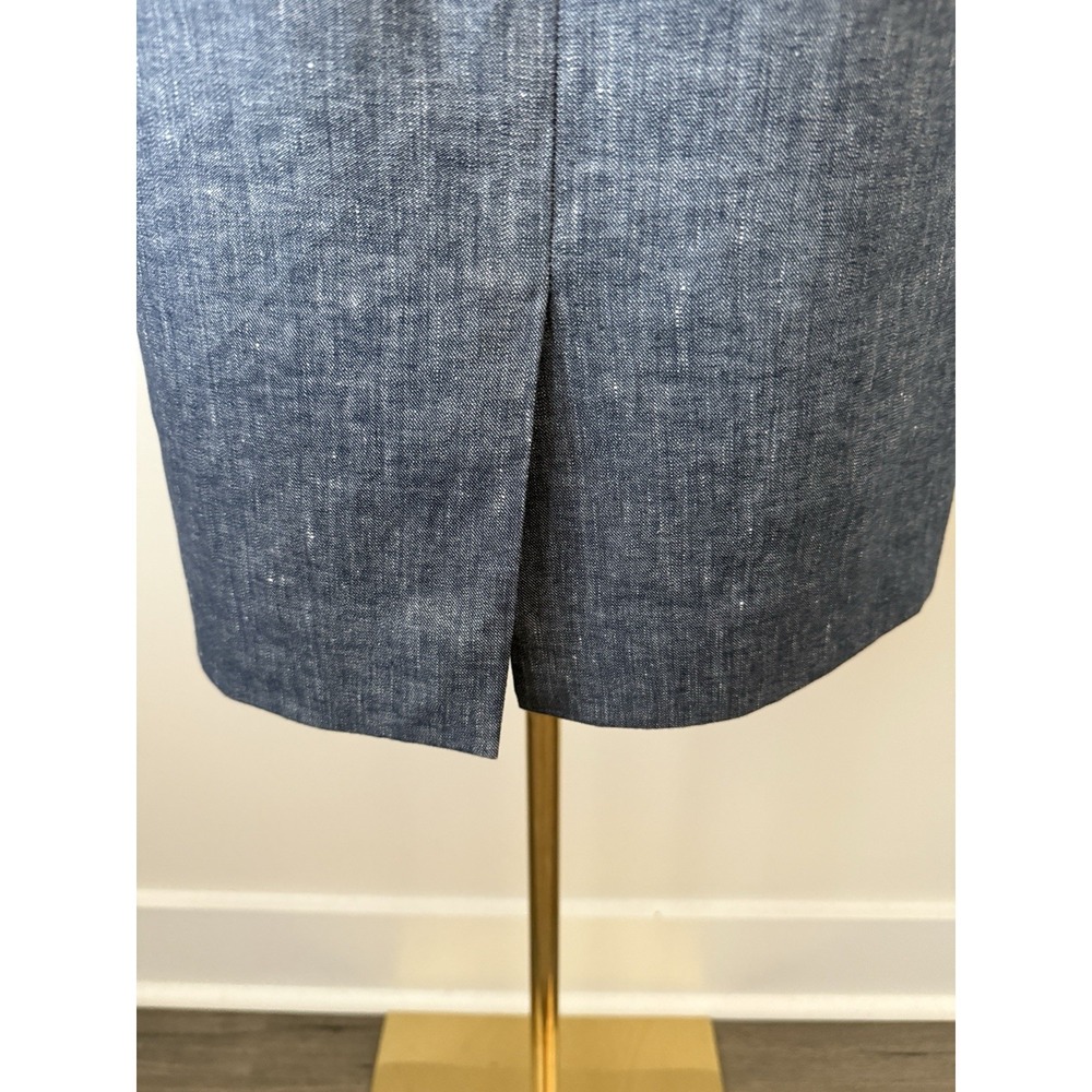 ANN TAYLOR Women's 8P Linen Blend Blue Chambray Belted Skirt Lined Petite NWOT - Picture 12 of 16